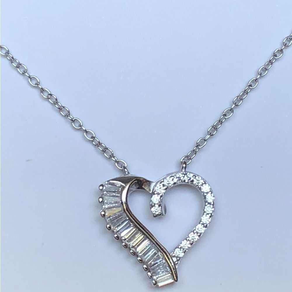 NWT sapphire and cubic zirconia silver heart pendant necklace Giani Bernini - Picture 9 of 9